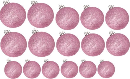 Kerstversiering set glitter kerstballen in het roze 6 - 8 - 10 cm pakket - 50x stuks