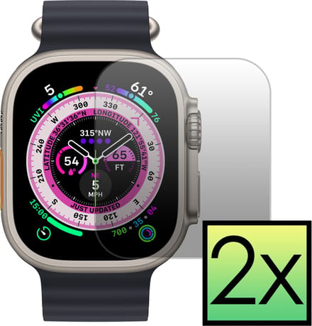 Screenprotector Geschikt voor Apple Watch Ultra Screenprotector Tempered Glass Gehard Glas - 2x