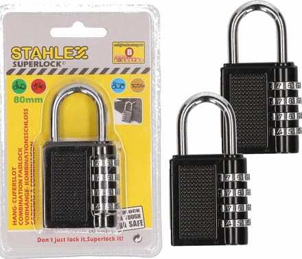3 Stuks hangslot / cijferslot - 40 mm - 4-cijferig