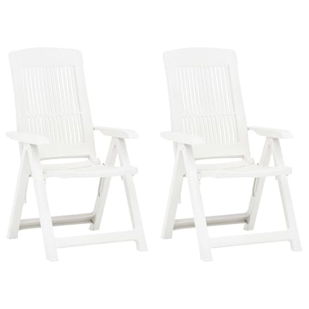 vidaXL - Opklapbare - ligstoelen, - 2 - stuks, - wit - plastic.