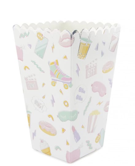 PARTYPRO - 8 Popcornbakjes Pyjamafeest en iriserend met girly motieven