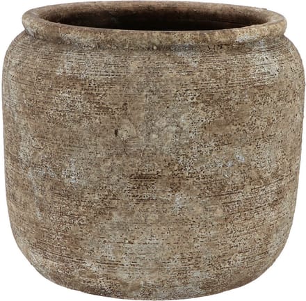 DK Design Bloempot kruik model Batu - zandkleur - D18 x H16 cm - rustiek