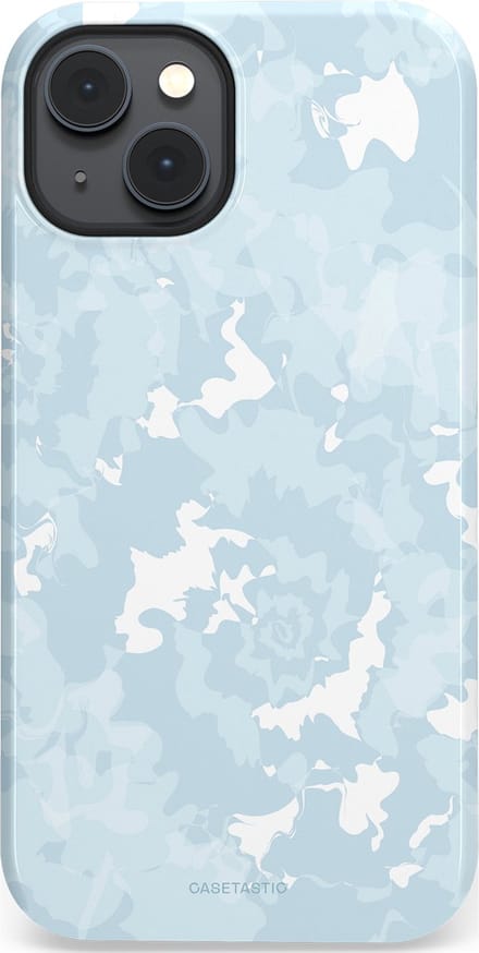 Casetastic hoesje geschikt voor Apple iPhone 14 Plus - MagSafe - Dubbellaagse bescherming - Blauwe wervels - Fashion Case - Wit Lichtgrijs