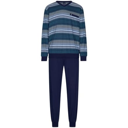 Robson Pyjama - Katoen - Gestreept - Blauw - Maat 50