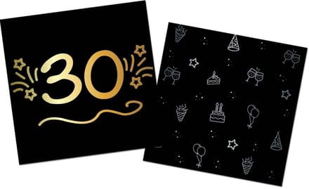 Folat - Servetten - shining glam 30 jaar - 16 stuks - 33 x 33 cm