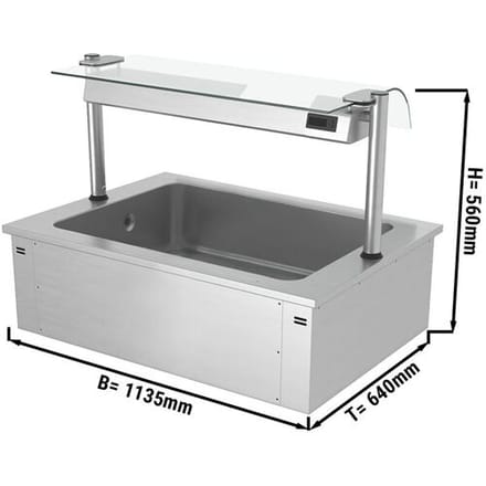 GGM Gastro Einbau Eiswanne - 1000mm - 3x GN 1/1 - 130 Liter - mit Glas-Hustenschutz Zilver