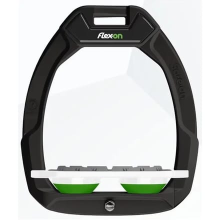 Zwart/Wit/Groen Plat Grip Veiligheidsbeugels voor paardrijden Flex-On Safe-On