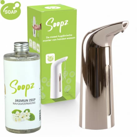 Soopz Automatische Zeepdispenser – Roze – Pink Shine Elegance – Zeeppompje met Bewegingssensor – Met Jasmijn Zeep
