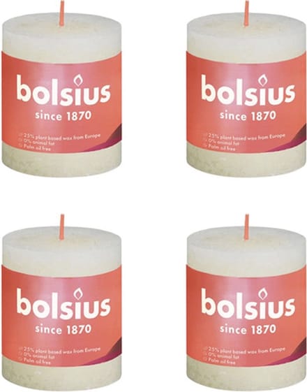 Bolsius Stompkaarsen Shine 4 st rustiek 80x68 mm zacht parelkleurig
