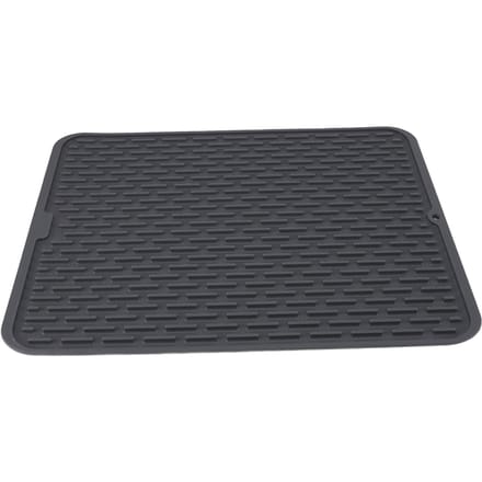 Rechthoekige Siliconen Afdruipmat Hitte-isolatie Antislip Afdruipmat met Ingebouwde Afvoer black