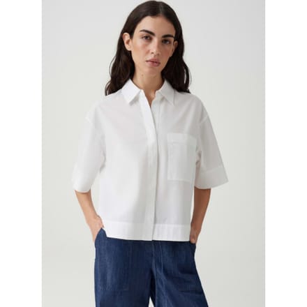 boxy fit blouse met korte mouwen van pure katoen model 'Filsona'