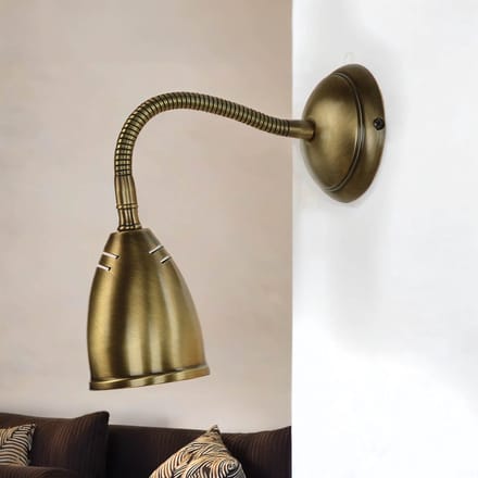 Licht-Erlebnisse - Stoccolma - Wandlamp - E27 - van - Echt messing - in - Licht glanzend brons