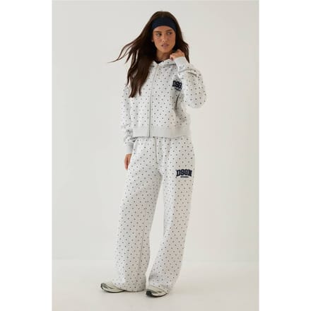 Dames Dsgn Studio Joggingbroek Met Stippenprint En Applique, Rechte Pijpen | Asgrijs | Maat: Medium
