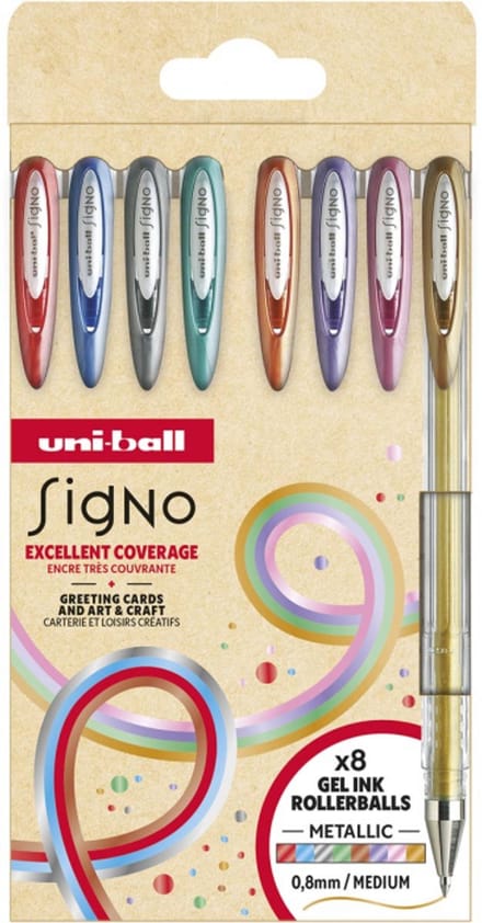 Uni-ball - Signo Metallic - medium punt - geassorteerde kleuren - 8 stuks - UM120N8