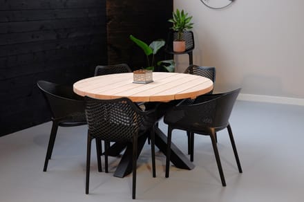Douglas Tuintafel Rond 5 personen | 150cm Ø| Duumaa Tafels | Stalen Matrix onderstel