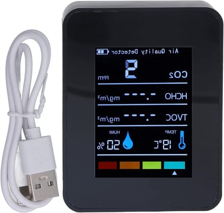 Luchtkwaliteitsmeter CO2 - Kooldioxide detector - Omgeving monitoren - Realtime detectie - Compact ontwerp - Wit