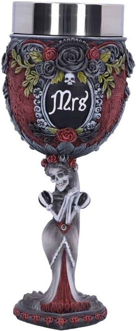 Gotische Kelk Skelet Bruiloft - Zwarte Elegante Drinkbeker - 21 cm