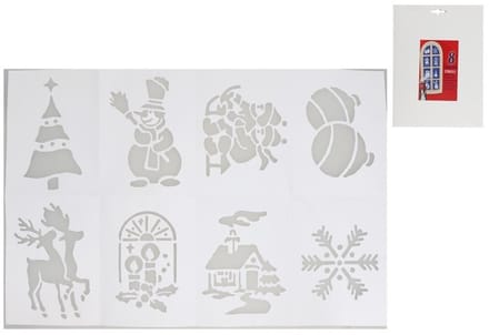 Gerimport Kerst raamsjablonen - 8x st - 29 x 18 cm - raamversiering - kerstversiering