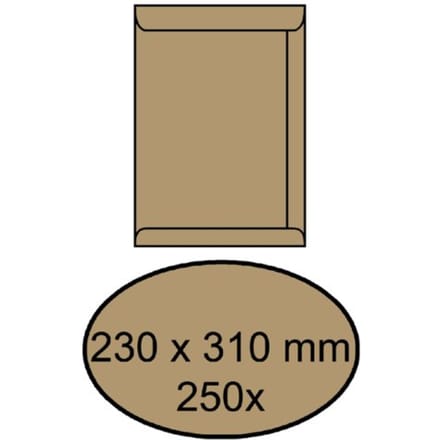 Envelop IEZZY akte 230x310mm zelfklevend 90gr bruin 250 stuks