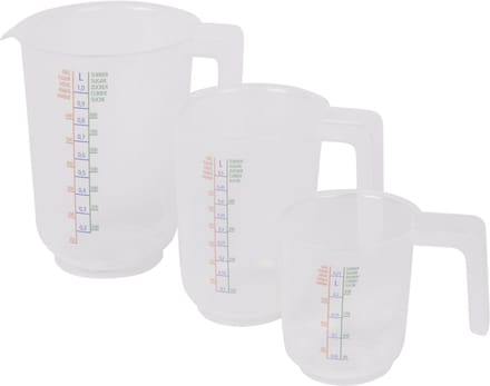 Set van 3 maatbekers - Kunststof - 250ml / 500ml / 1000ml
