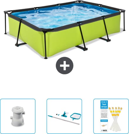EXIT Rechthoekig Lime Frame Zwembad - 300 x 200 x 65 cm - Inclusief Pomp - Schoonmaakset - Testrips - Nu extra voordelig