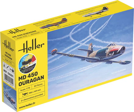 Heller Modelbouwpakket Militaire voertuigen - 56201 Dassault MD 450 Ouragan - Straaljager - Starter Kit Plastic - 1:72 - Modelbouw