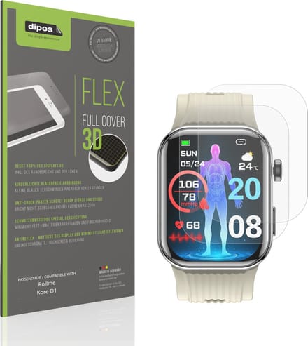 dipos FLEX – 2x Matte Screenprotector geschikt voor Rollme Kore D1 | Volledige Schermbescherming | Case-Friendly