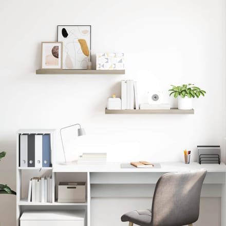 vidaXL - Wandschappen - zwevend - 2 - st - 80x23,5x3,8 - cm - MDF - eikenkleurig