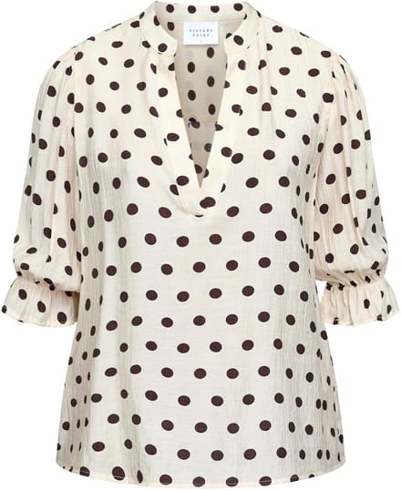 SisterS point Blouse Venny Ss9 19851 Cream/brown Dot Dames Maat - S