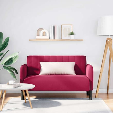 vidaXL - Loveseat - bank - 109 - cm - fluweel - wijnrood