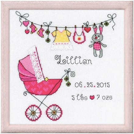 Borduurpakket It's a Girl van riolis om te borduren riolis 1417