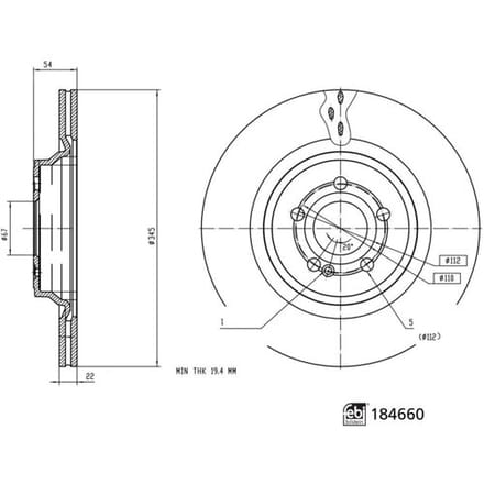 Febi Bilstein Remschijf FEBI 184660, 1 stuk