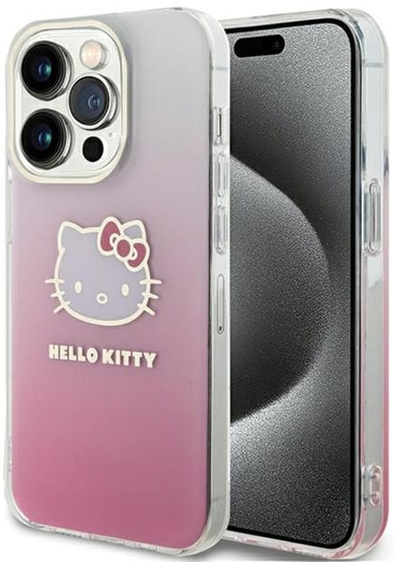 Hello Kitty Serie - iPhone 15 Pro Hoesje - Gradient Electrop - Kitty Hoofd