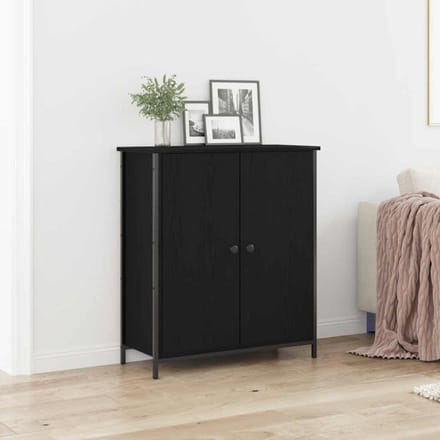 vidaXL - Dressoir - Zwart - Eiken - 70 - x - 30 - x - 80 - cm - Bewerkt - hout