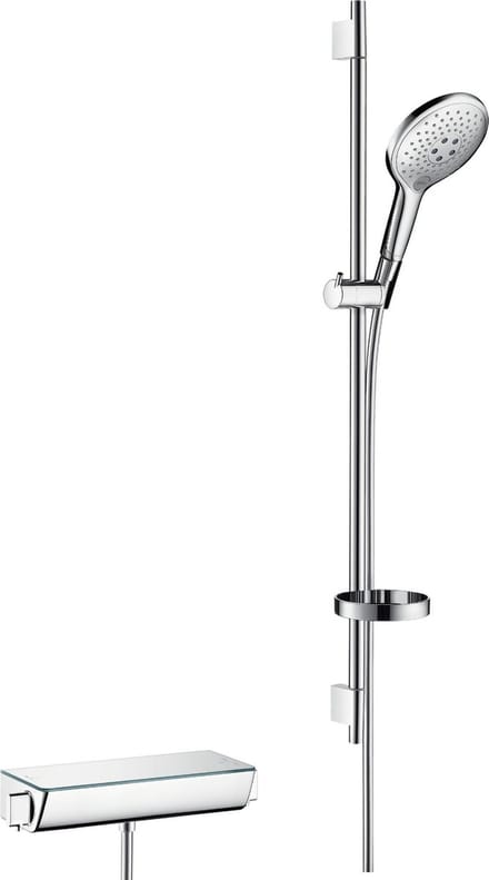Hansgrohe Ecostat Select Thermostatische Douchekraan - Met Raindance Doucheset - 90 cm - 15 cm hartafstand - Wit / Chroom