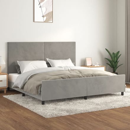 vidaXL - Bedframe - zonder - matras - 200x200 - cm - fluweel - lichtgrijs