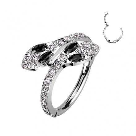Piercing titanium ring snake 1.2x8 - zilver - LMPiercings
