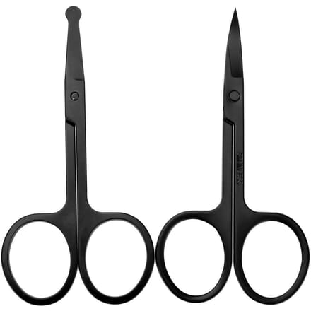 Ciseaux noirs pour sourcils et nez, ensemble de toilettage pour poils du visage, barbe, sourcils, cils, ongles, 2 pièces noir