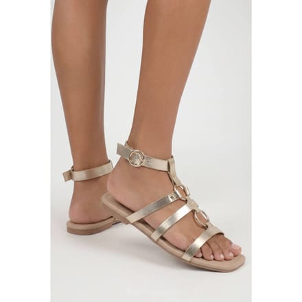 boohoo Dames Gladiator Sandalen Met Ring Hardware Detail | Goud | Maat: 39