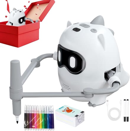 Tekenprojector Kinderen - Leer Speelgoed - Creatief Tekenen - Slimme Spraakbegeleiding - 19x14x15.5 cm - Wit