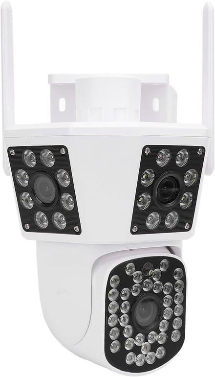 Beveiligingscamera HD - IP Camera Binnen - Huisbewaking Nacht - Drie Lens Technologie - IP55 Waterdicht - Wit