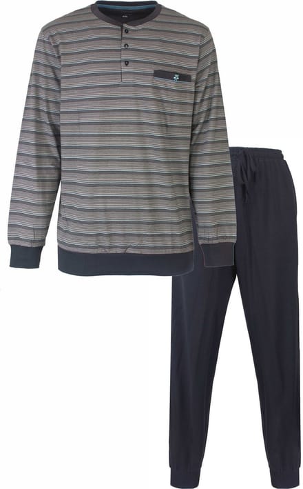 Paul Hopkins Heren Pyjama - Gestreept - Donker Grijs - Maat M