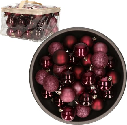 Kerstbal Set48 Mix Bordeaux D6cm Kunstst Of