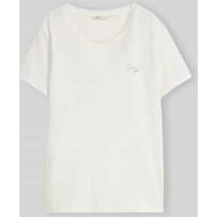 Tom Tailor Denim - T-shirt met borduursel - Maat XL - off white