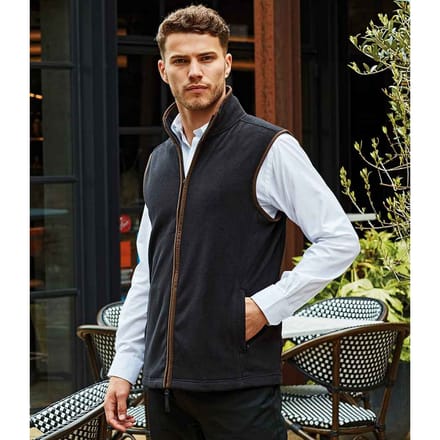 Premier Heren Artisan Fleece Oversized Gilet (Zwart/Bruin)