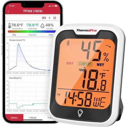 ThermoPro TP358 TP358 Draadloze thermo- en hygrometer Wit