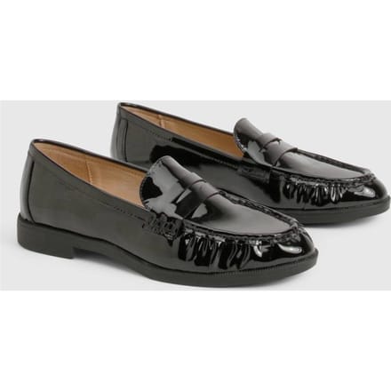 boohoo Dames Loafers met geruched detail | Black | Maat: 3