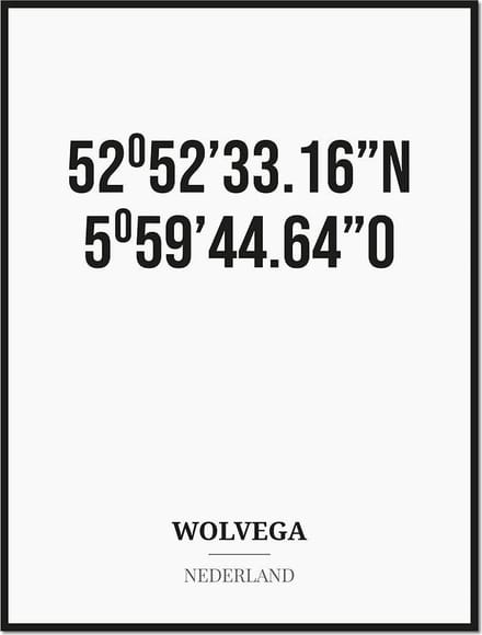 Poster/kaart WOLVEGA met coördinaten