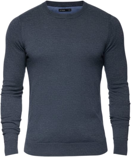 OMBRE Trui - Regular Fit - Viscose - Lange Mouw Marineblauw Gemêleerd S