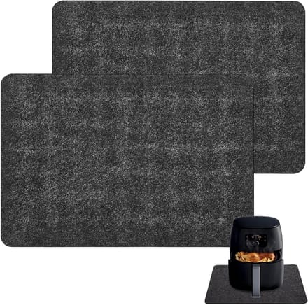 Hittebestendige mat voor luchtfriteuse 2-pack, antislip viltmat 44 x 30 cm - zwart
